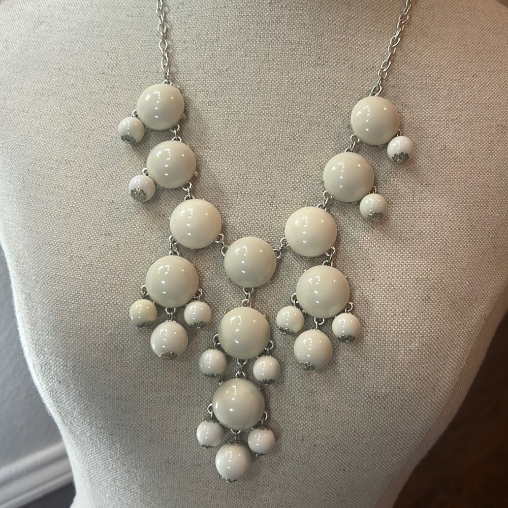 Charming Charlie’s White Bubble Bib Necklace